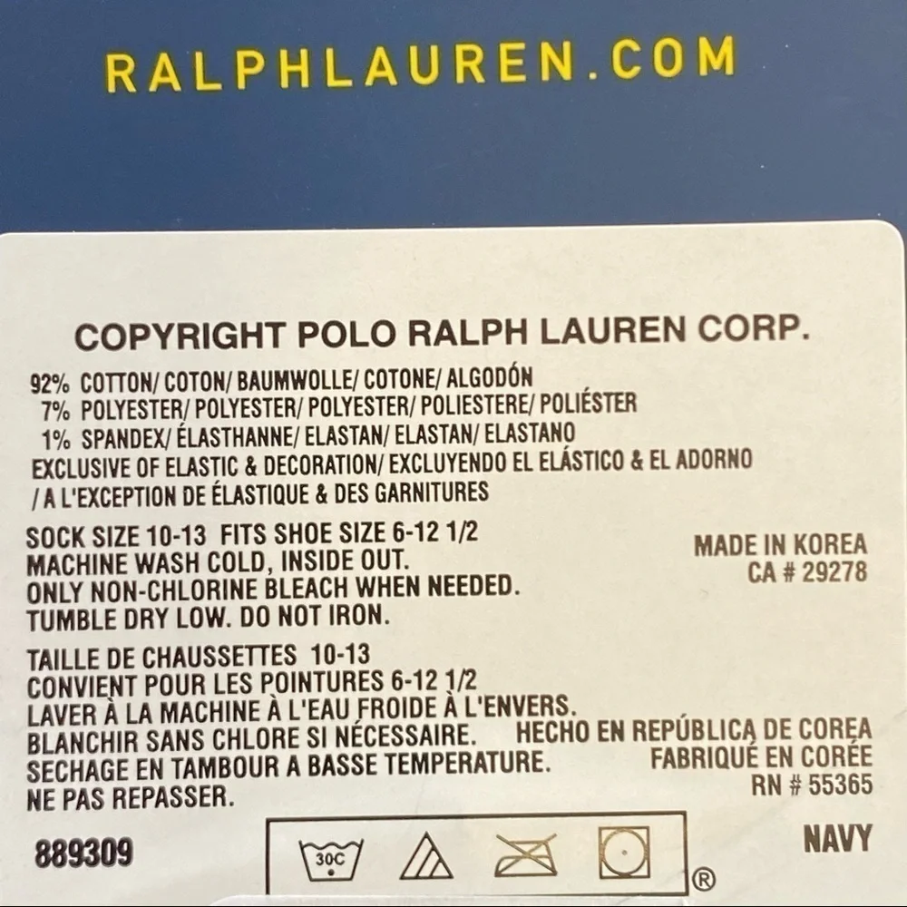 Polo Ralph Lauren Rainbow Pony Crew Sock Navy